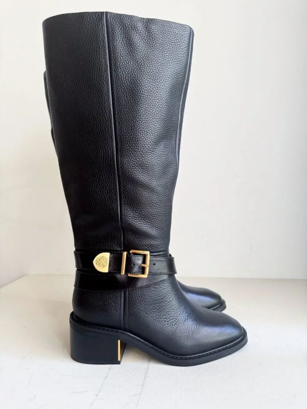 Vince Camuto  Gini Knee High Boots Black Leather 7 Wide Calf